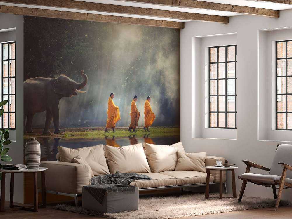 Elefant og buddhister
