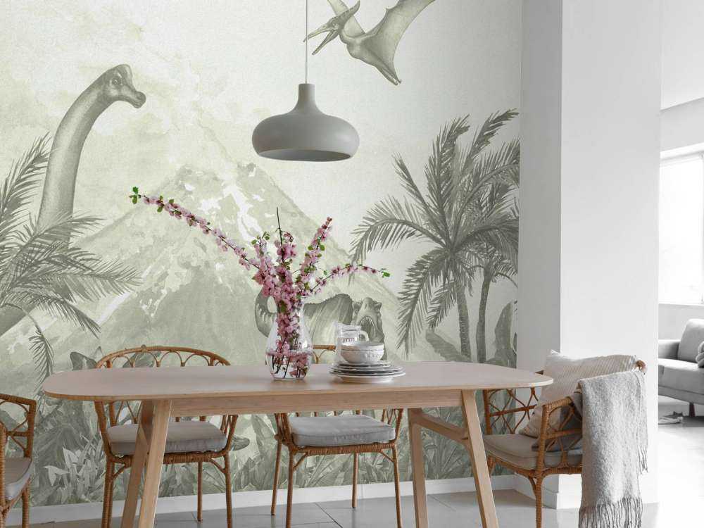 Forskellige dinosaurer i grønt