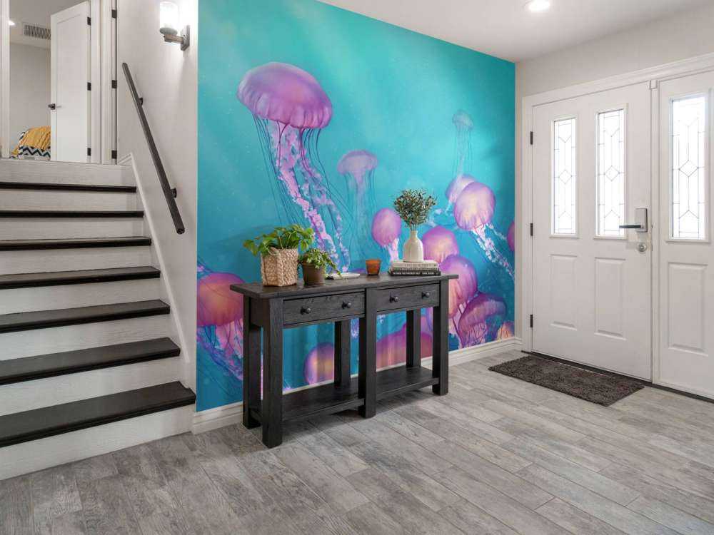 lyserød vandmænd i det blå hav