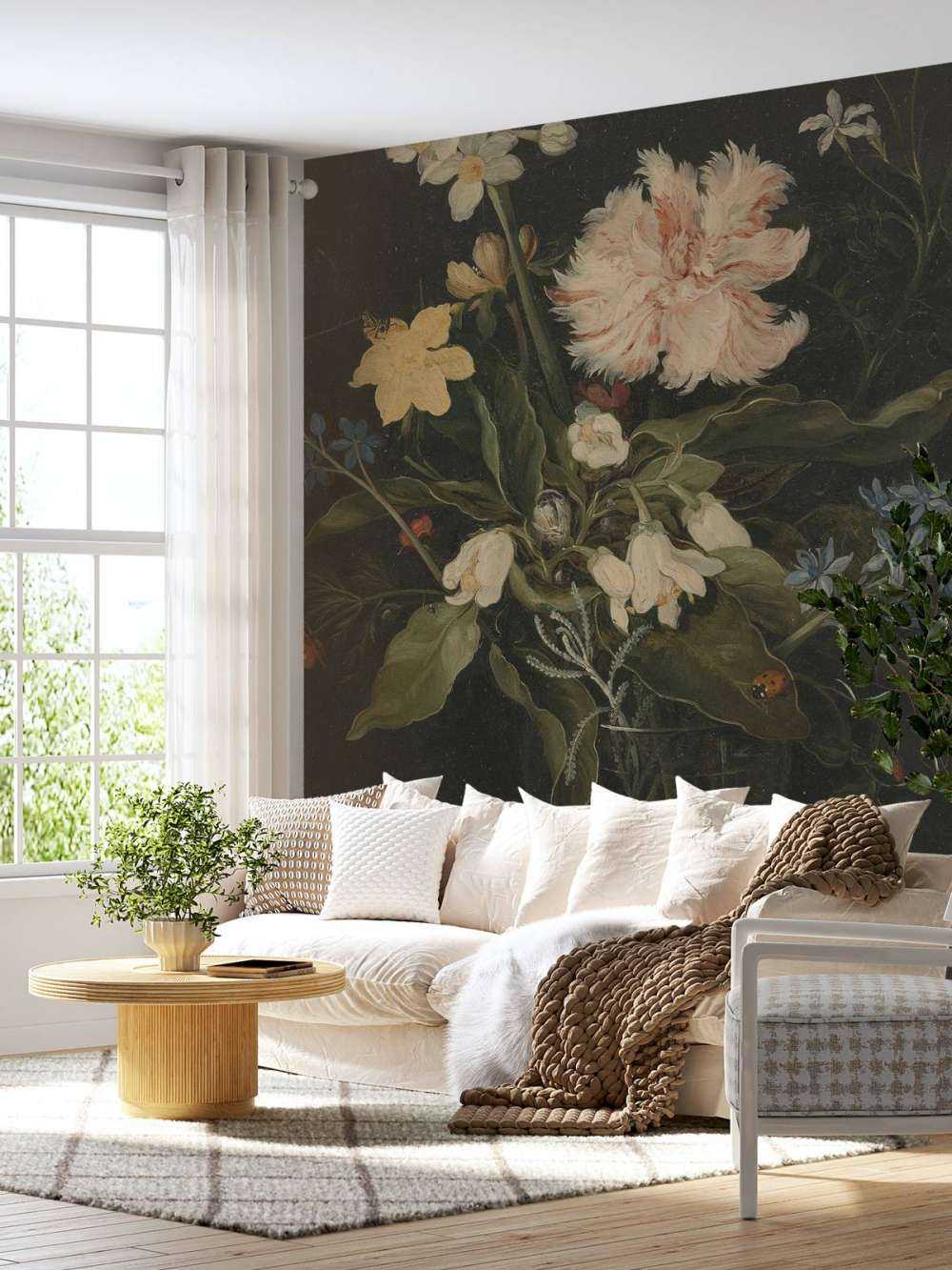 Stadig liv med blomster i et glas