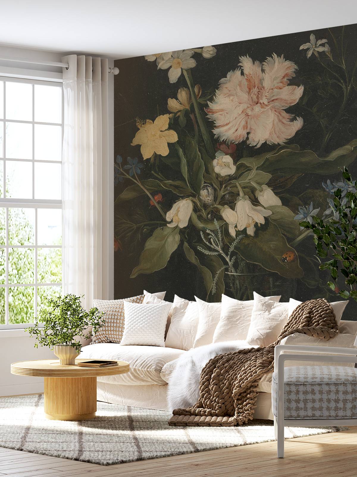 Stadig liv med blomster i et glas