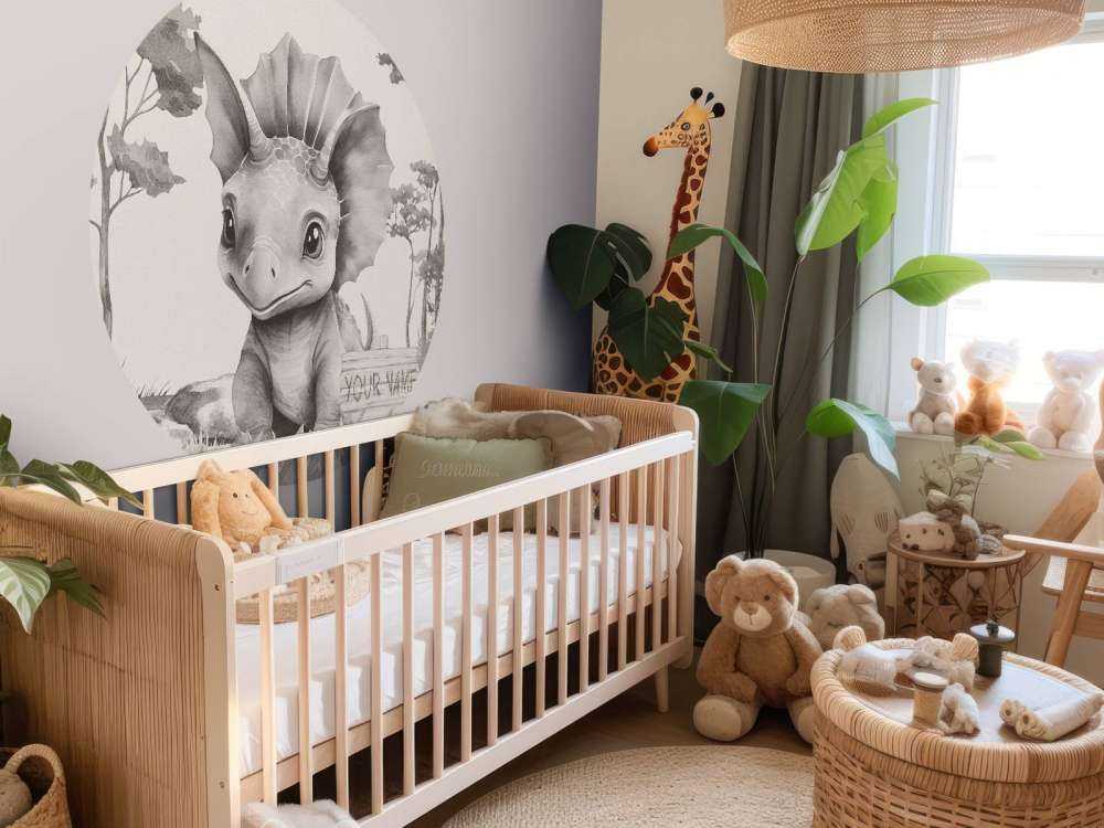 Baby triceratops i den beige junglen