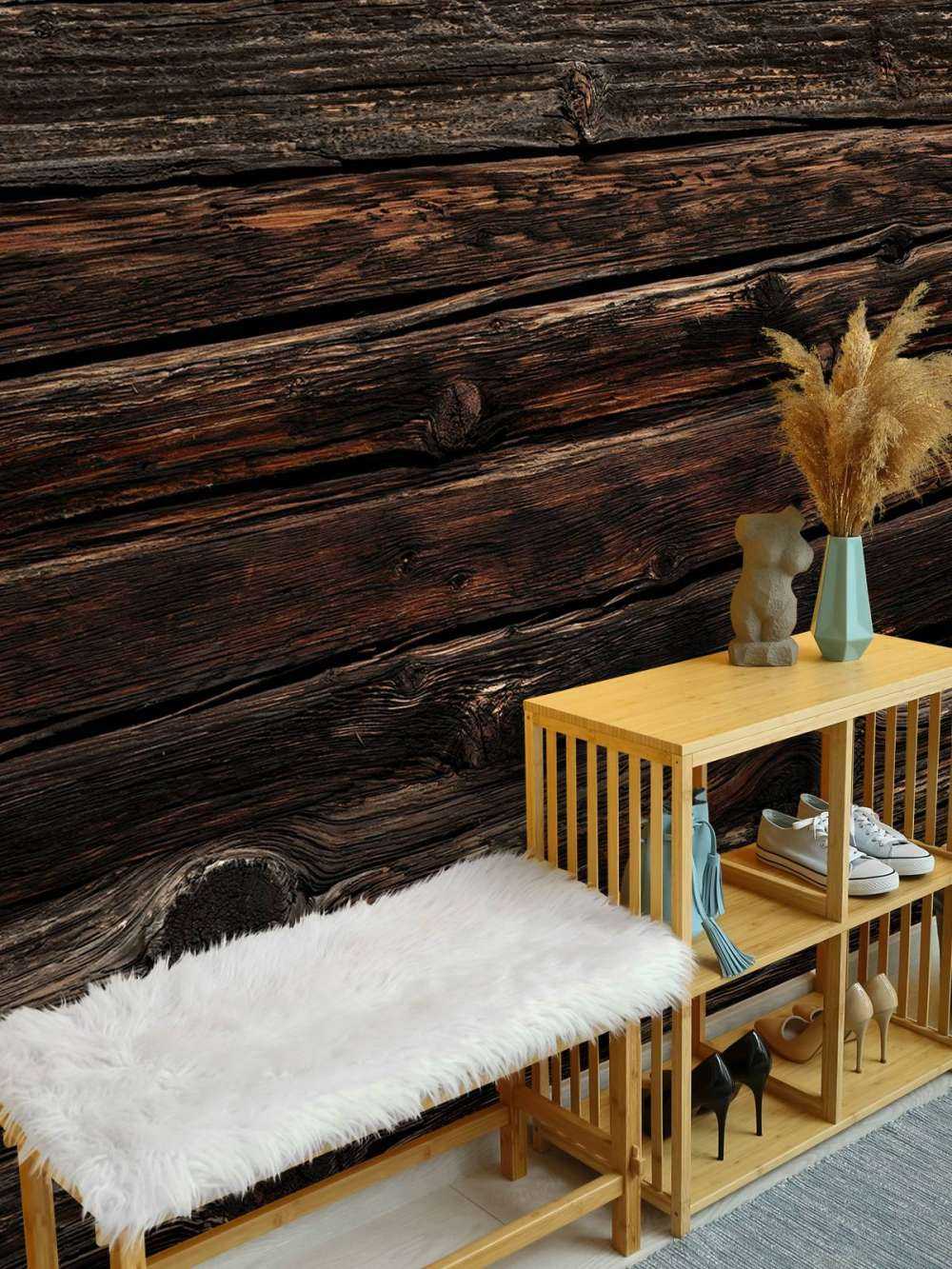 Mørk gammel horisontalt tre