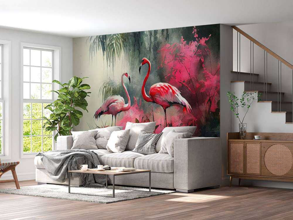 Karminrød Flamingo Skisse
