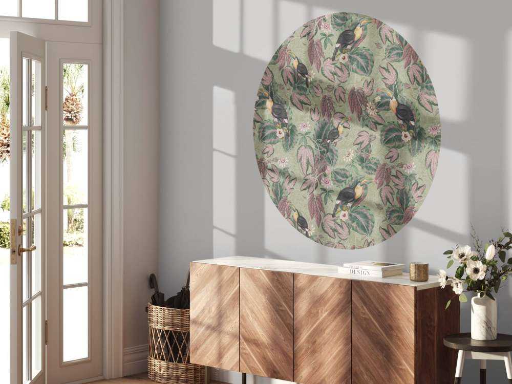 Tropiske jungelfugler og tukaner - salviegrønn