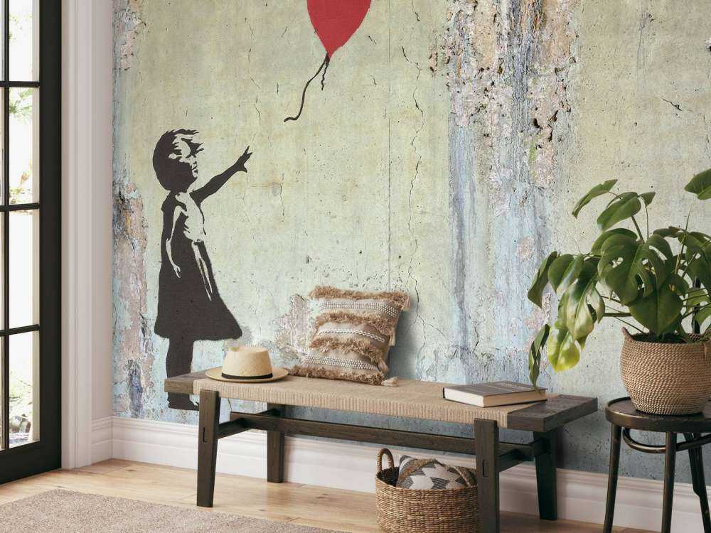 Banksy - Balloon girl, raw concrete