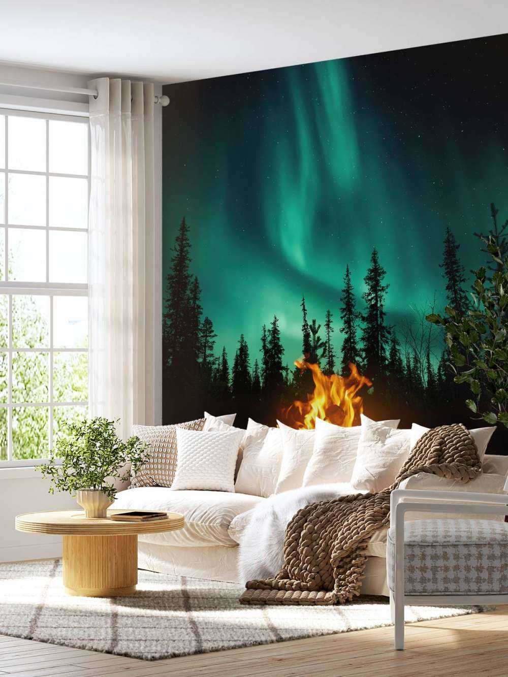 Bål under nordlyset