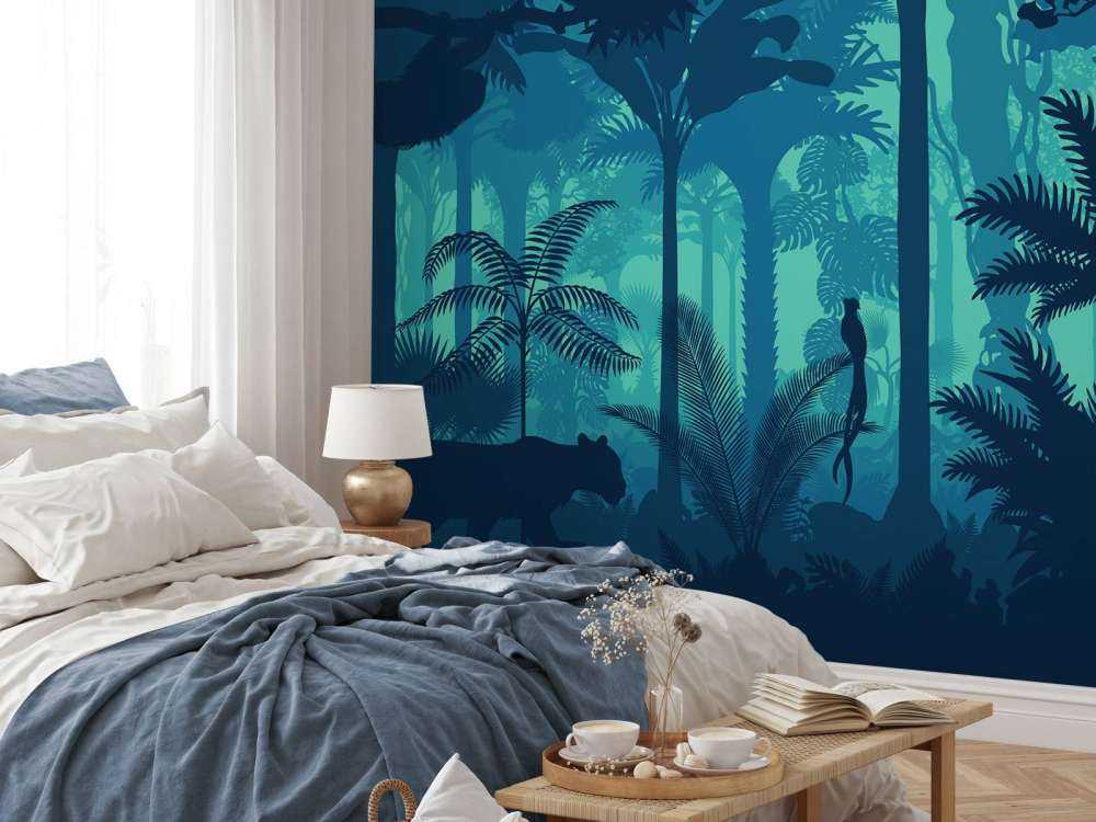 Blå djungelsiluett