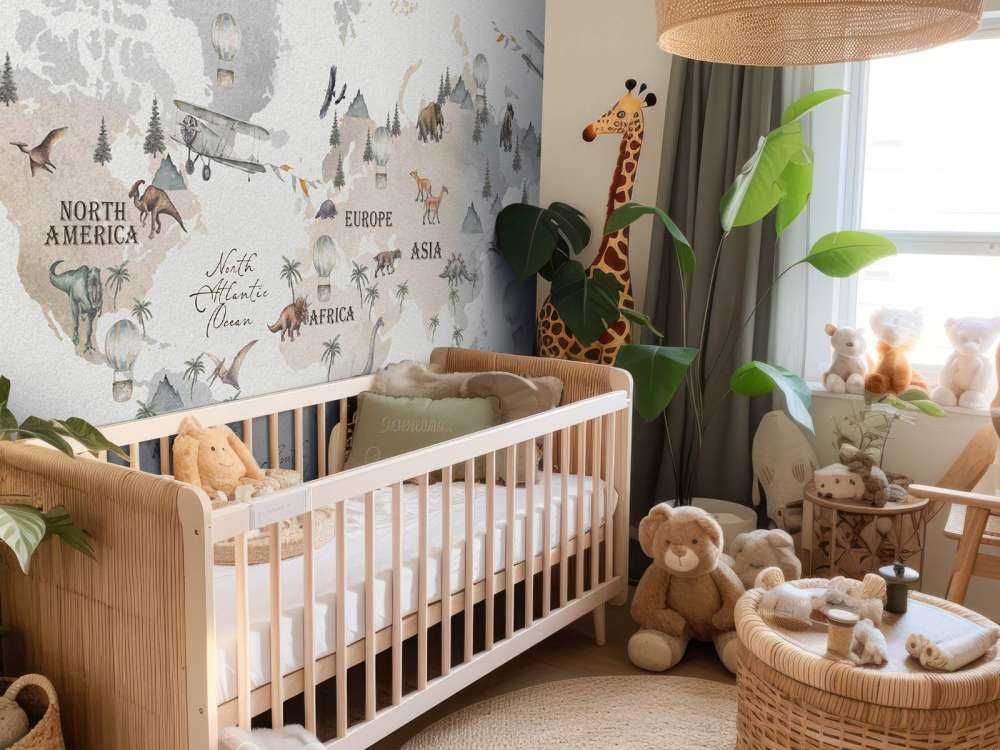 Världskarta med dinosaurier