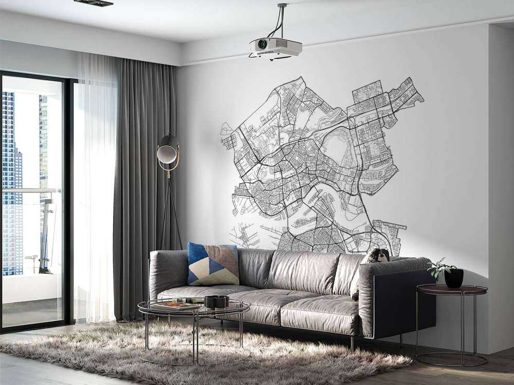 Karta över Rotterdam, vit