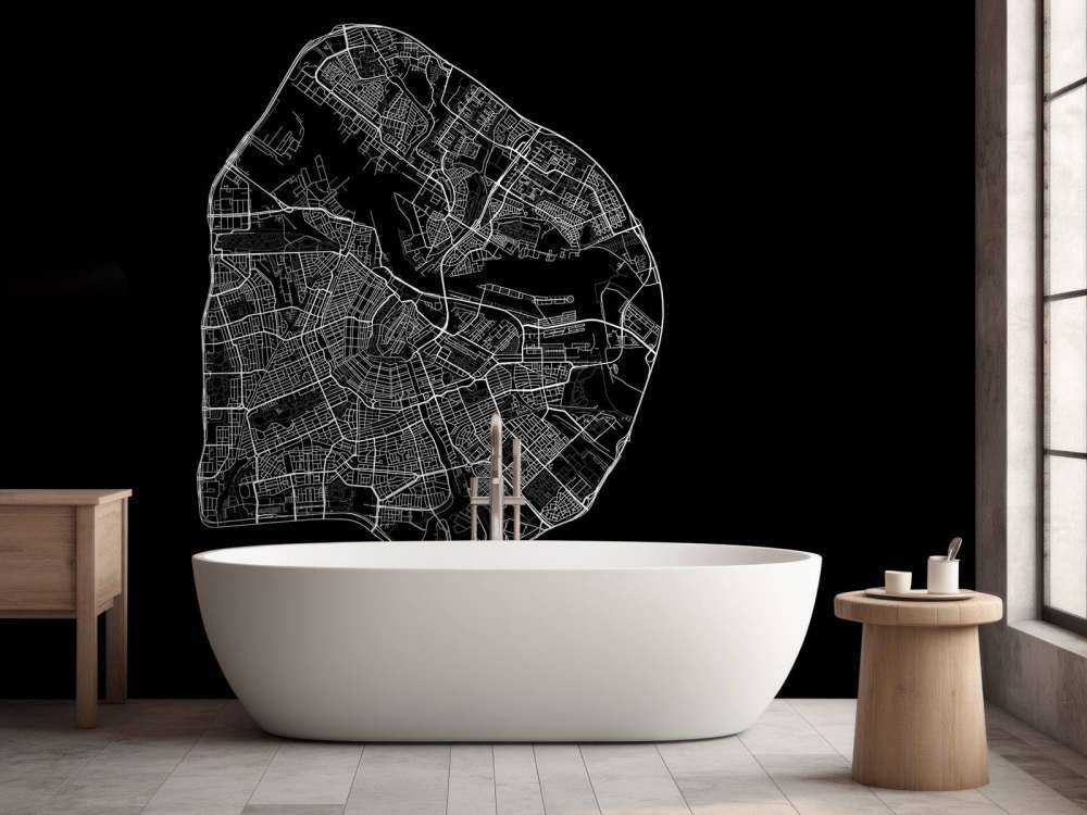 Karta över Amsterdam, svart