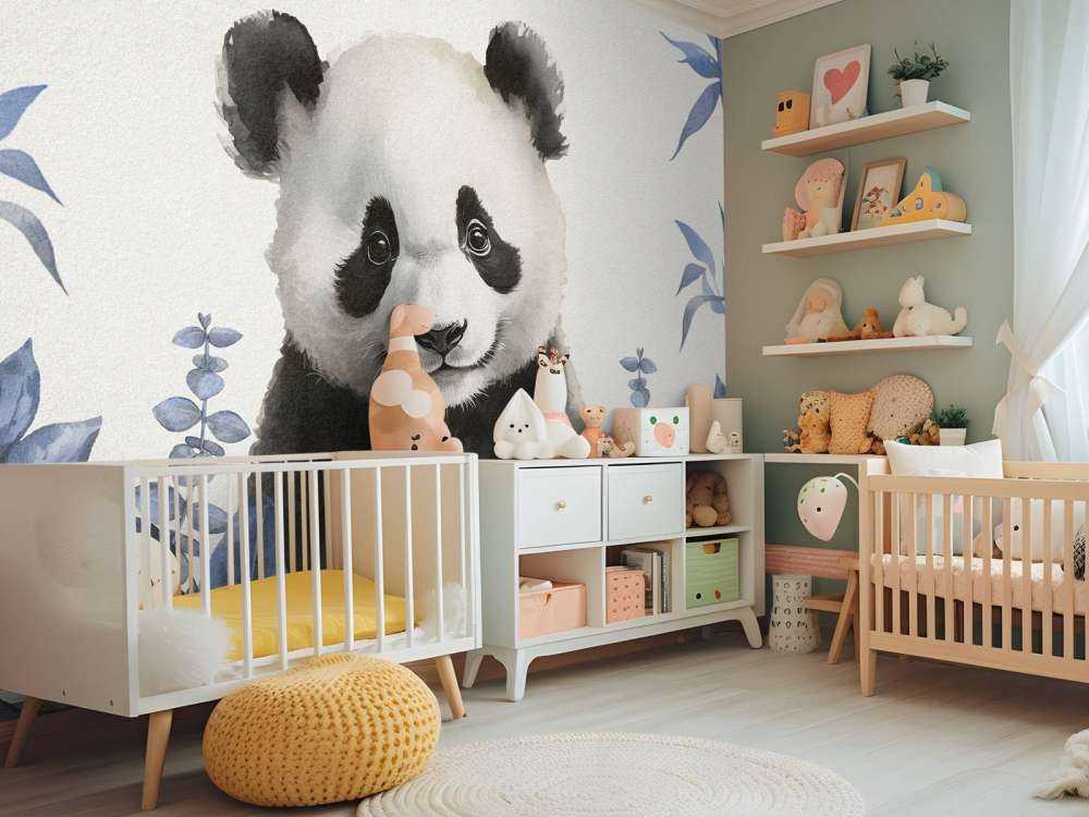 Pandabarn i djungeln blå