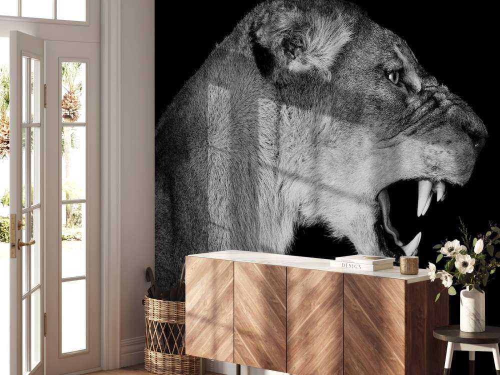 Lejoninnans sidovy svart