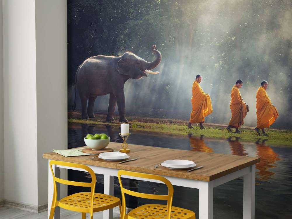 Elefant og buddhister