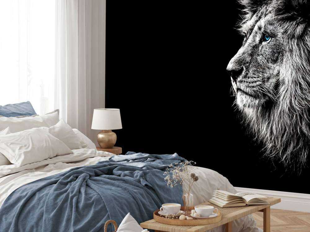 Løve med blå øjne