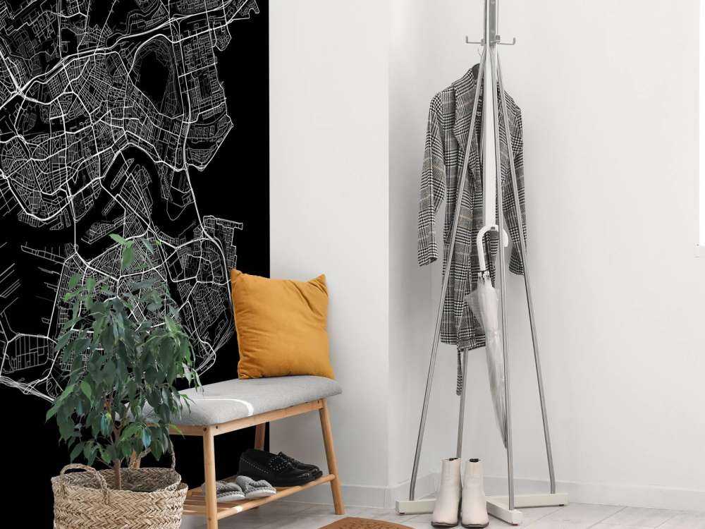 Kort over Rotterdam, sort