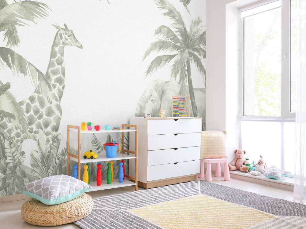 Forskellige jungledyr i grønt