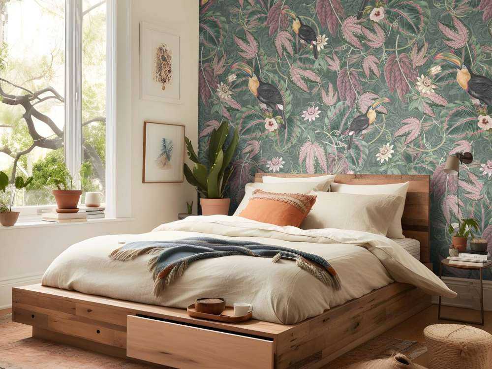 Tropiske junglefugle & tukaner - mørkegrøn