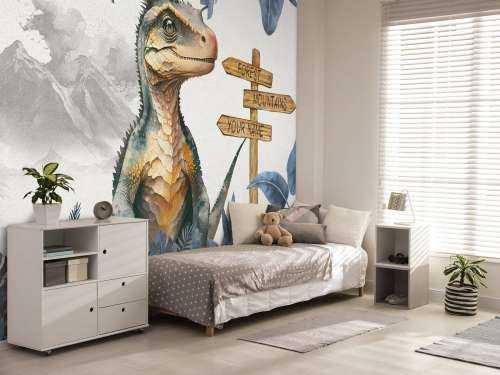 Baby velociraptor i den blå junglen