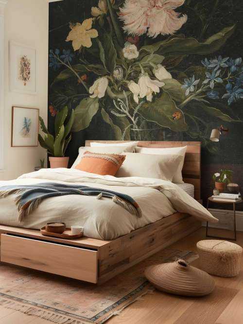 Stadig liv med blomster i et glas