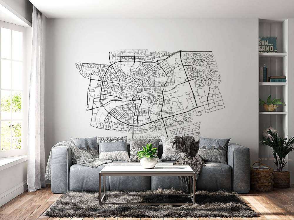 Kart over Leeuwarden, hvitt