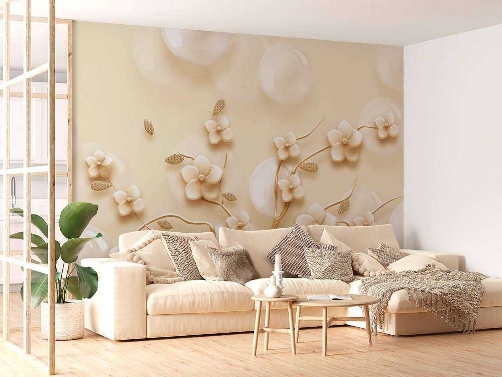 Gylden gren med blomster