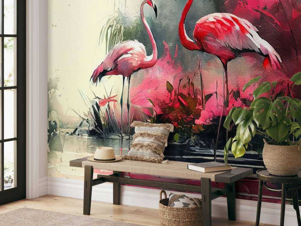 Karminrød Flamingo Skisse