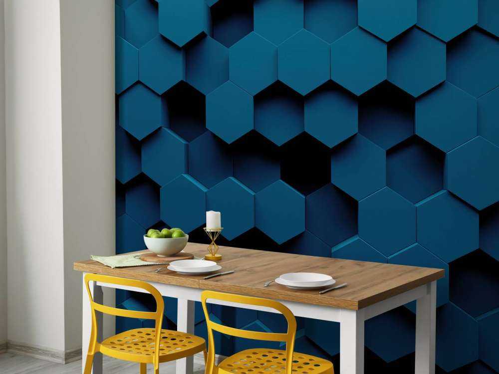 Mørkeblå Hexagons