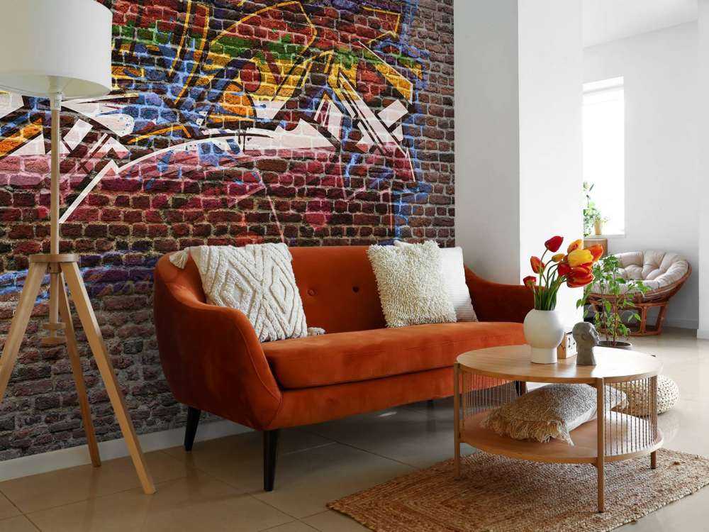 Graffiti på murstensvæg