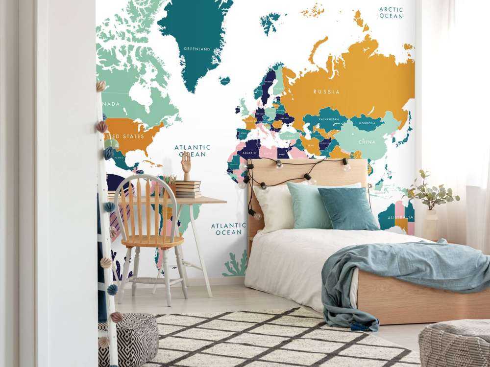 Verdenskort med havdyr