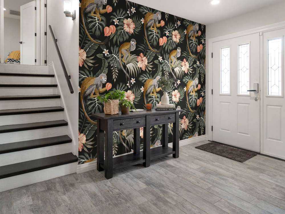 Tropiske blade med aber