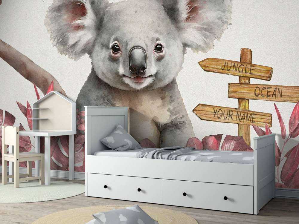 Baby koala i junglen lyserød