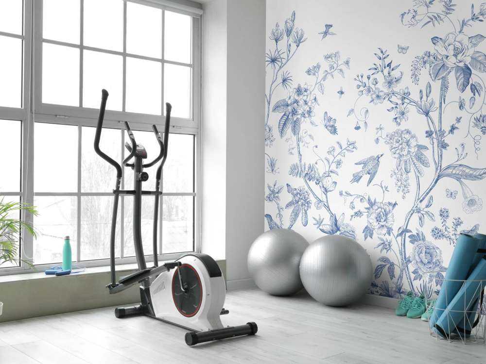 Blomsterillustration, blå og hvid