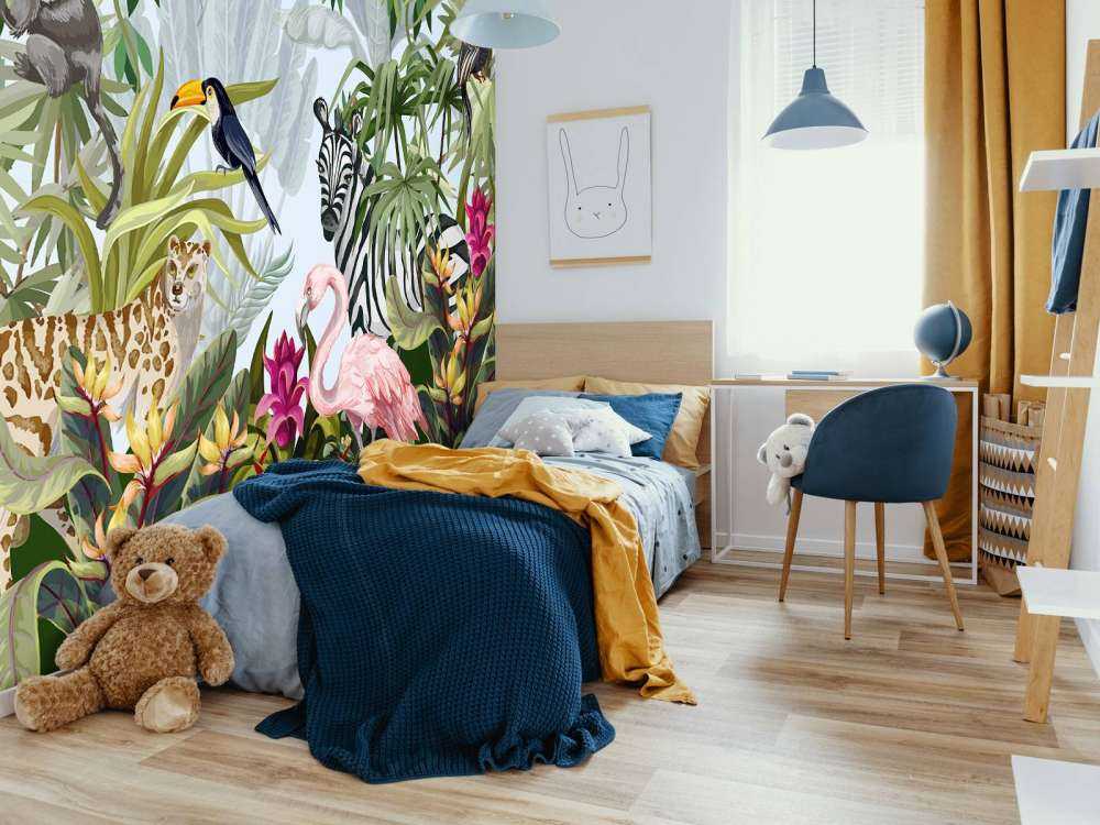 Farverig jungle med dyr