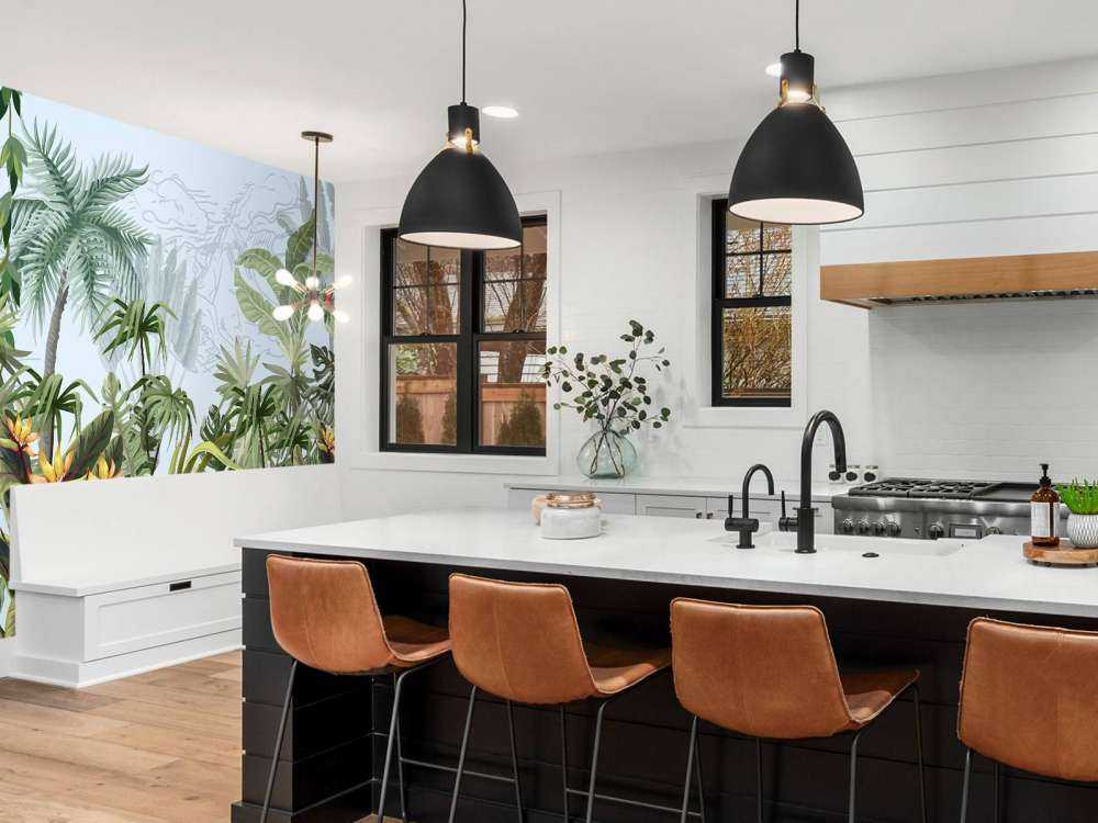 Jungletræer og blomster