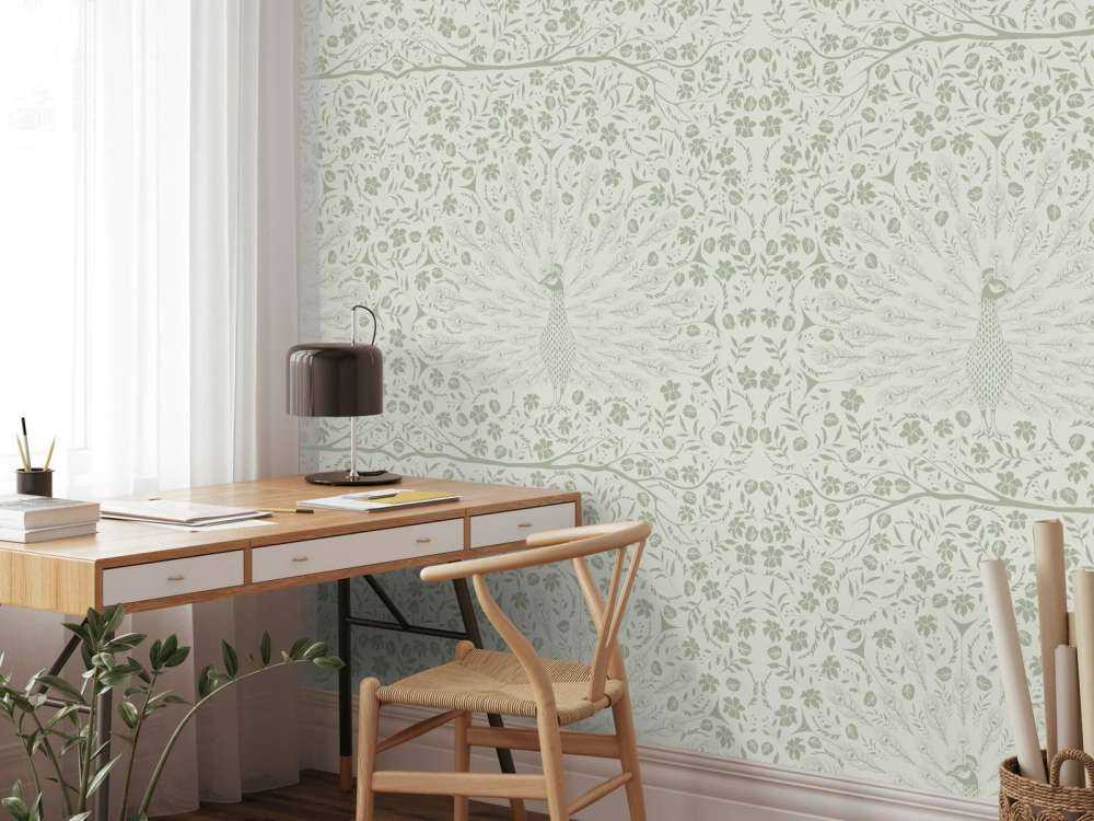 Klassiskt elegant påfågelsmönster - grönt