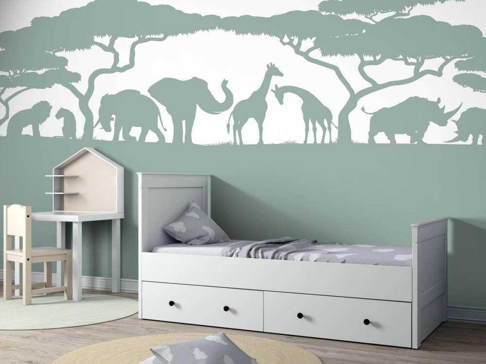 Silhuett safari djur, ljusgrön