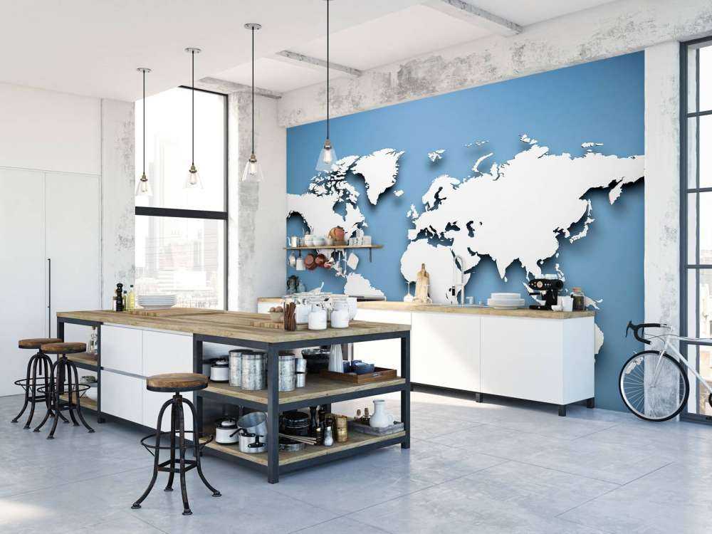 3D världskarta blå