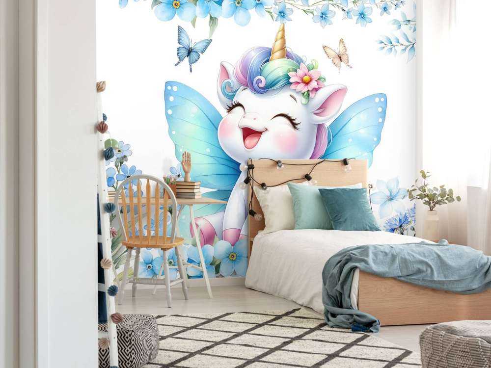 Glada Älvor Enhörning och Blommor