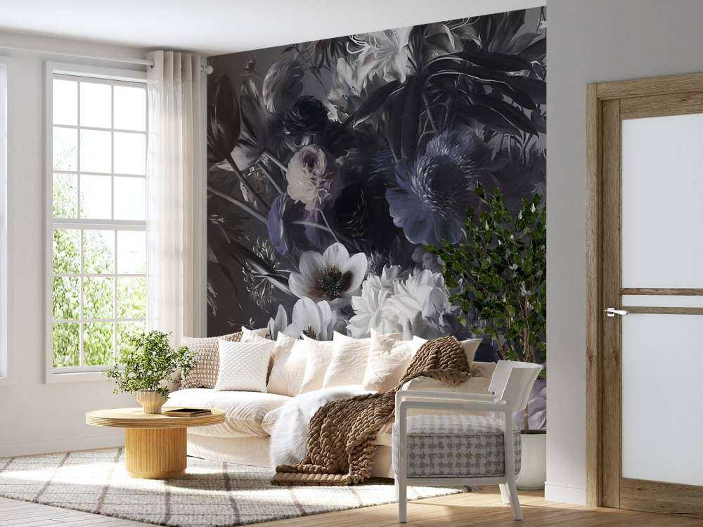 Stort blomsterarrangemang med anemoner Blå