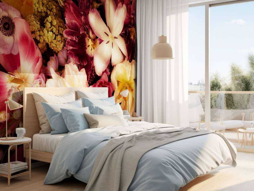 Vacker och färgglad blomsterkrans