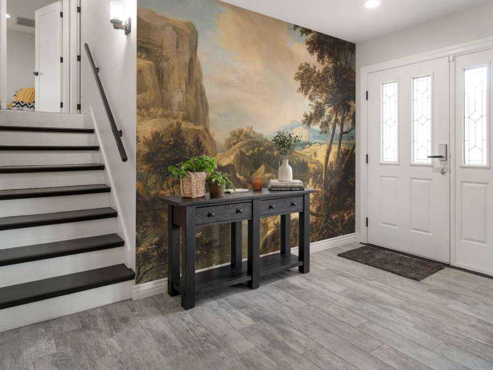 Bergigt landskap med fiskaren