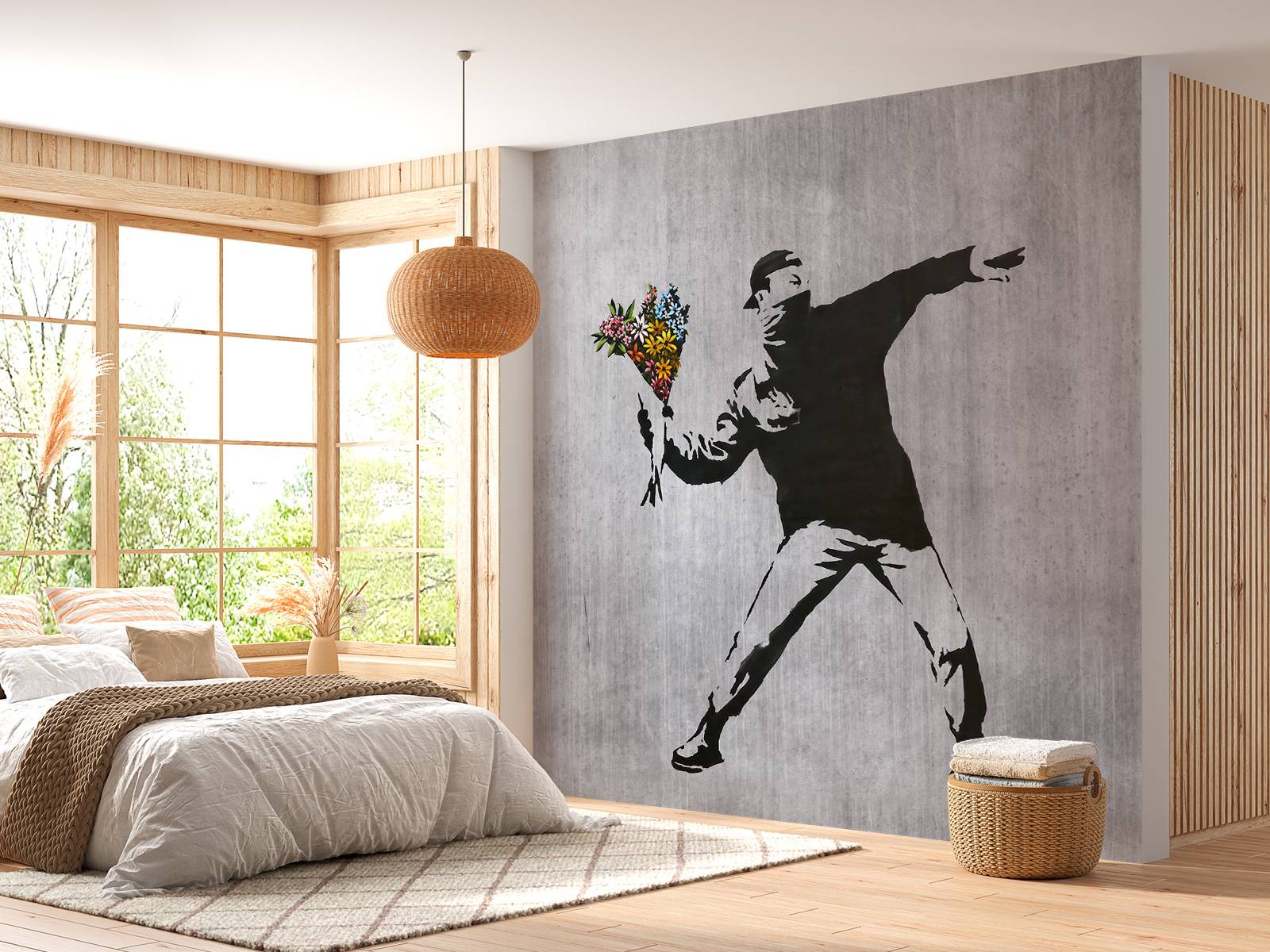 Banksy - Flower thrower, grey concrete