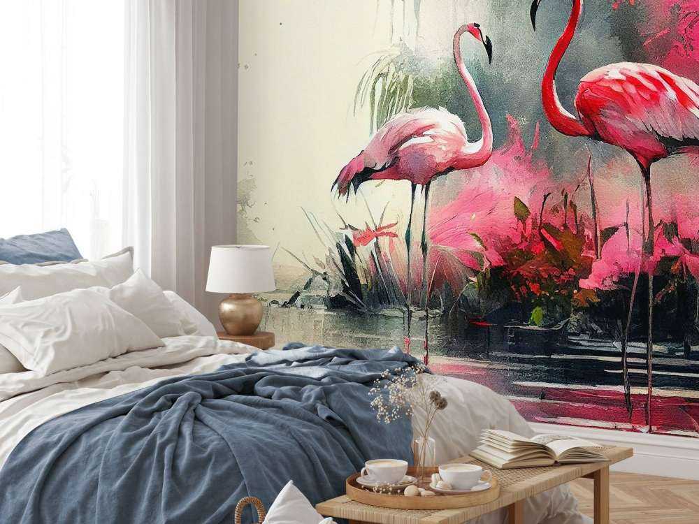 Karminröd Flamingo Skiss