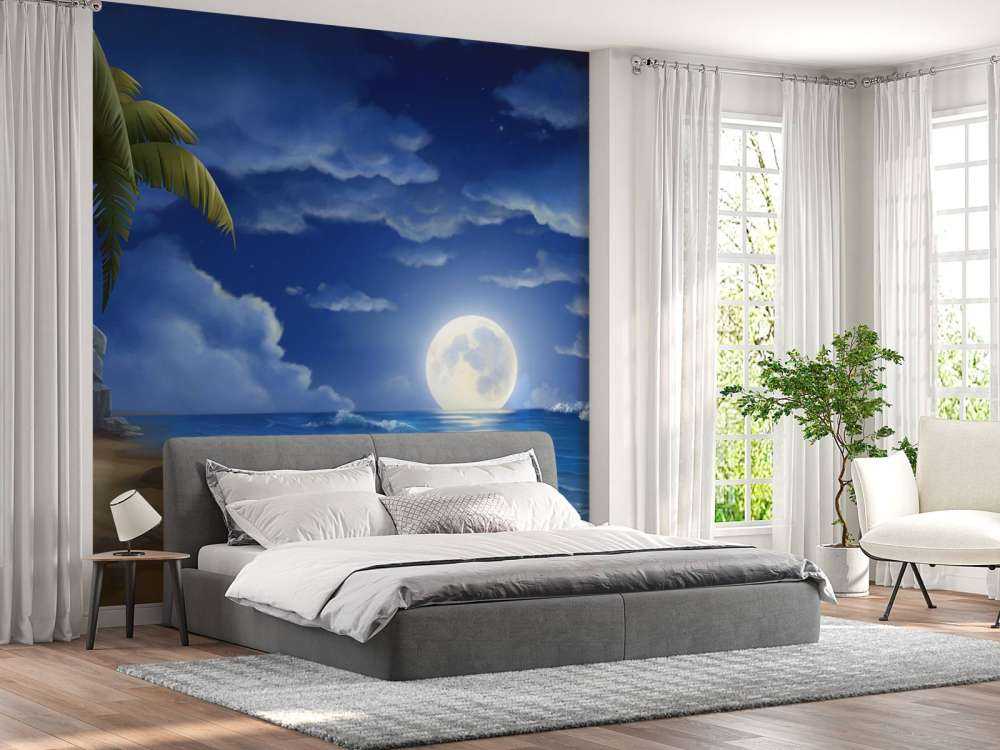 Vacker strand på natten