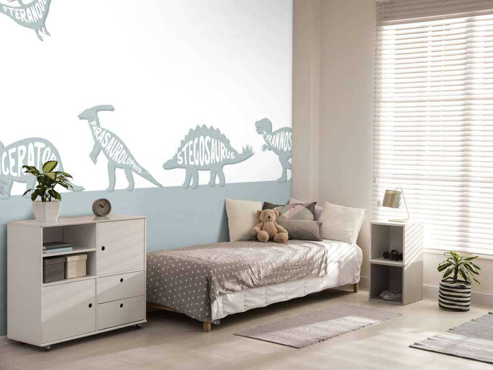 Dinos med tekst i blått