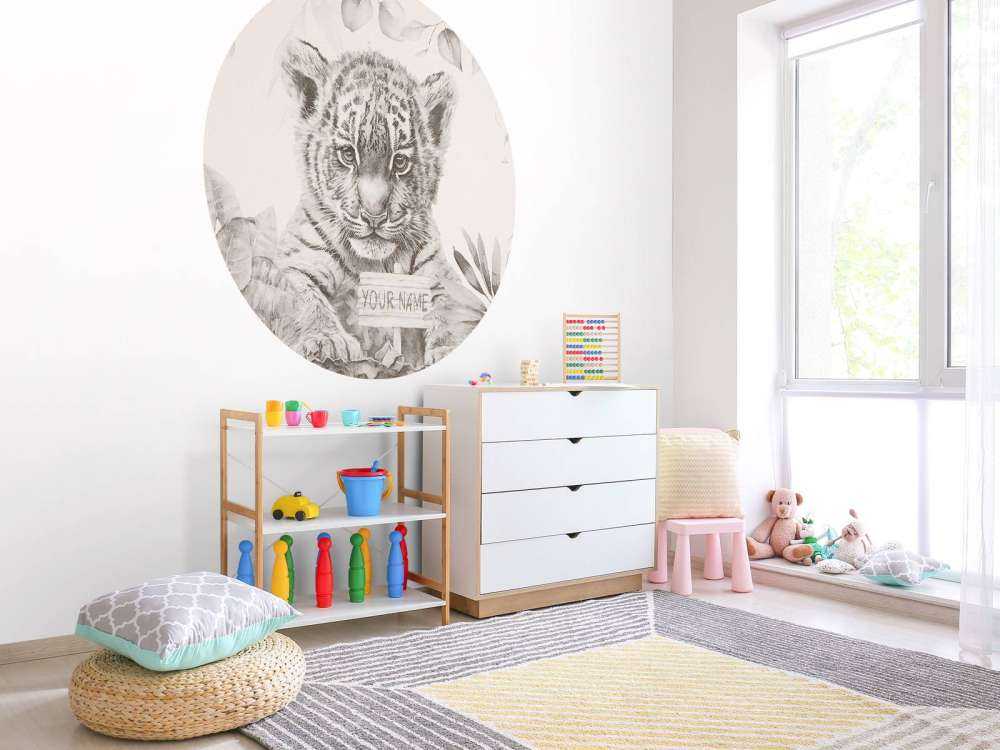 Søt tiger med planter beige