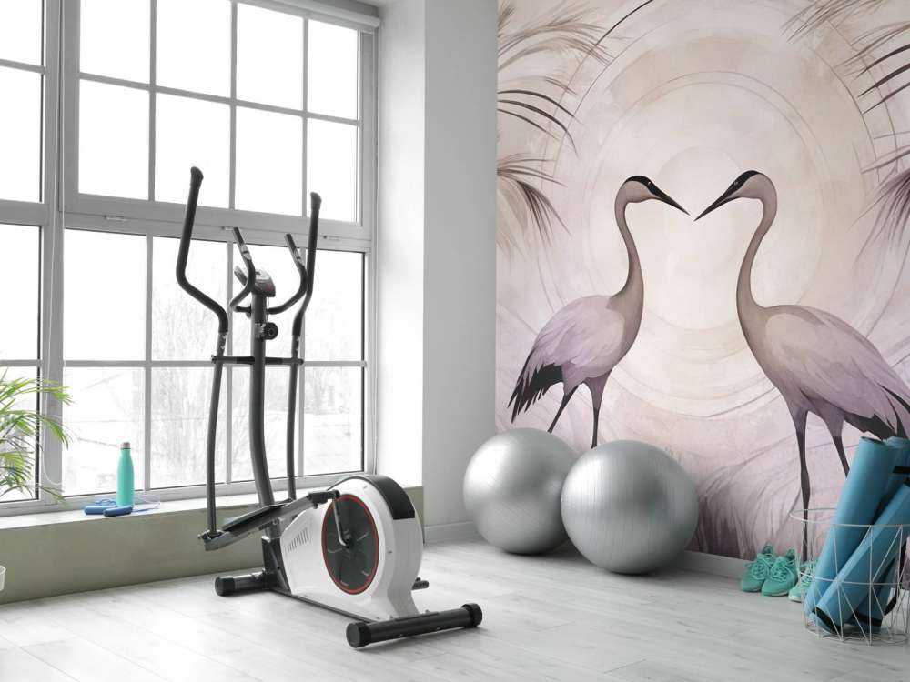 Kraner ved solnedgang grå