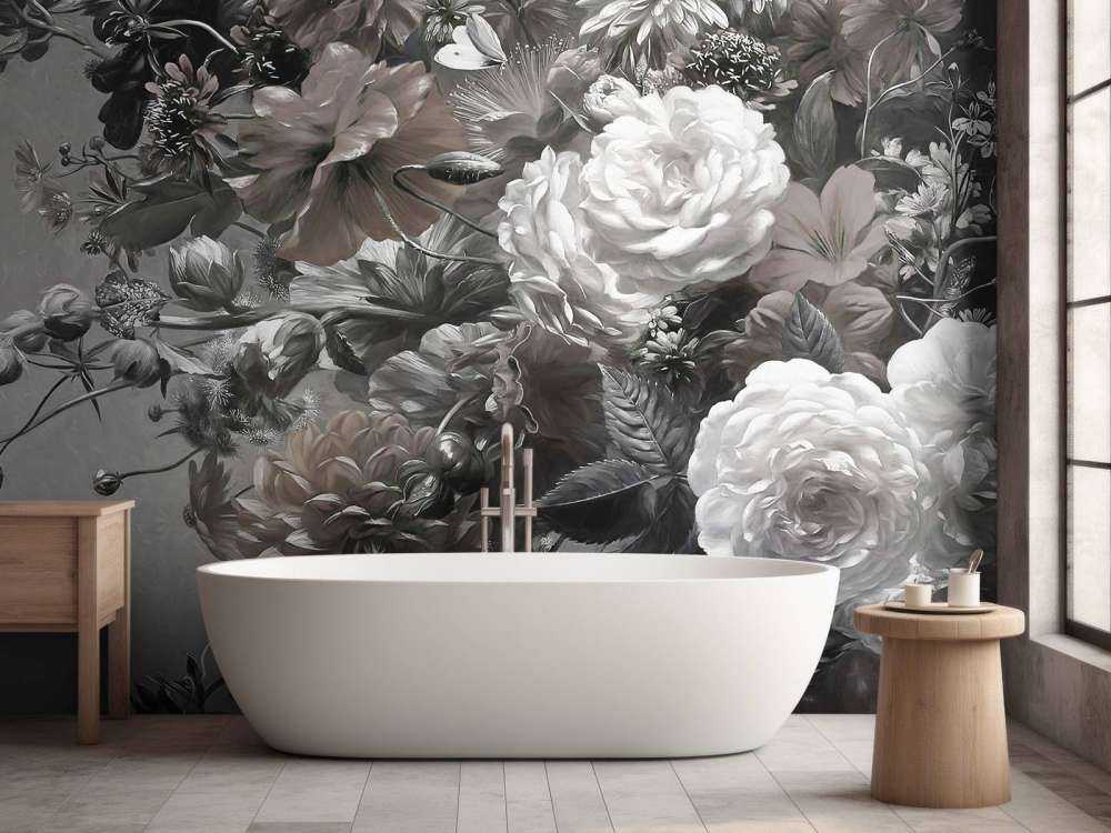 Stor bukett med valmuer Sepia