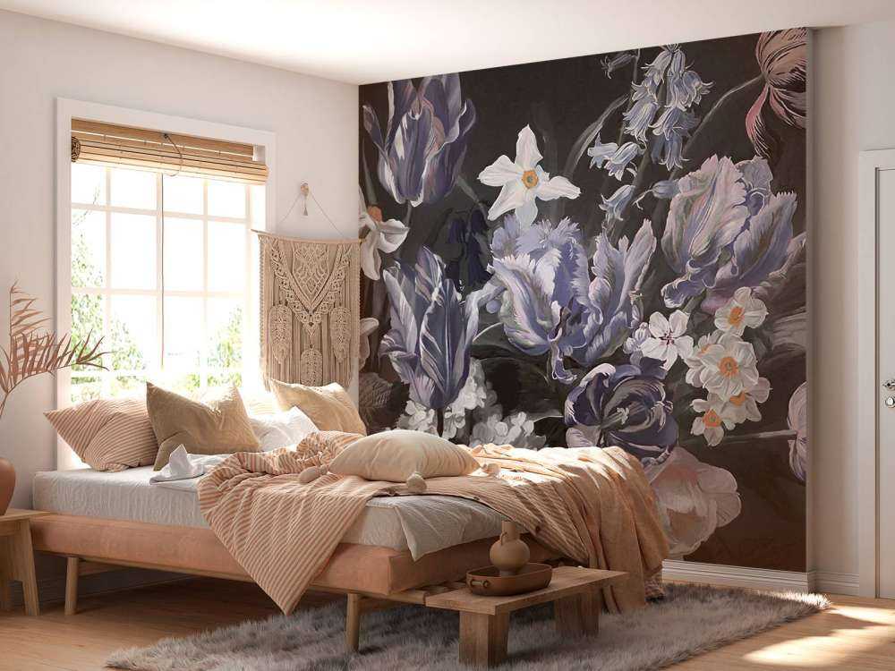 Bukett med pioner i flere farger